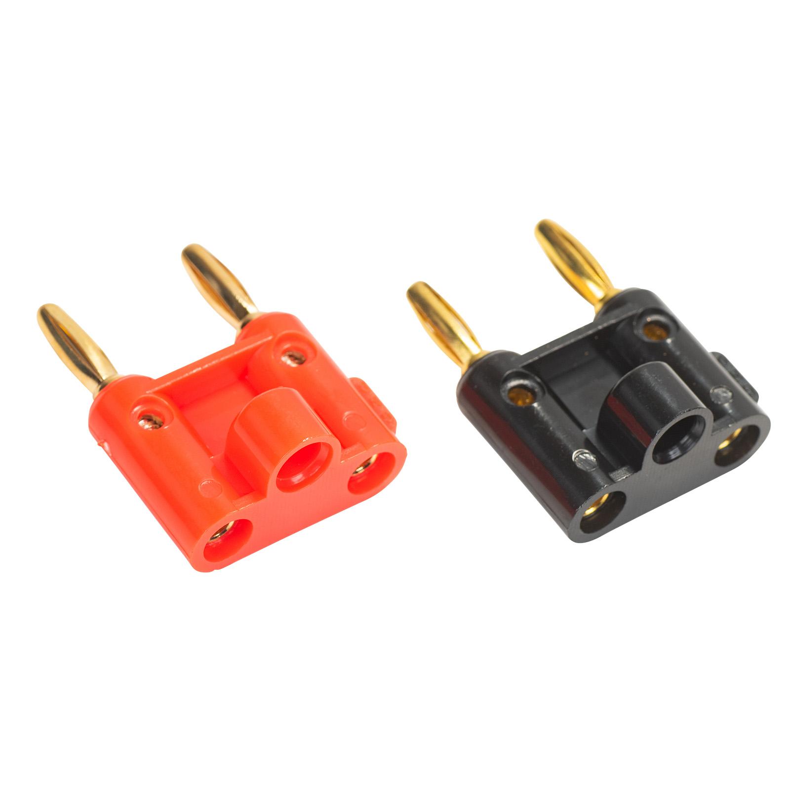Banana2点 Dual Banana Plugs with Gold Terminals 1 Pair -Black, Red